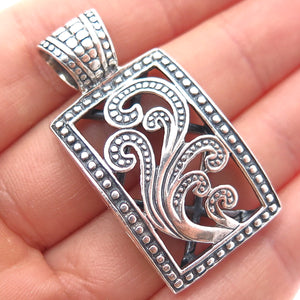 SILPADA 925 Sterling Silver Vintage Paisley Filigree Oxidized Charm Pendant