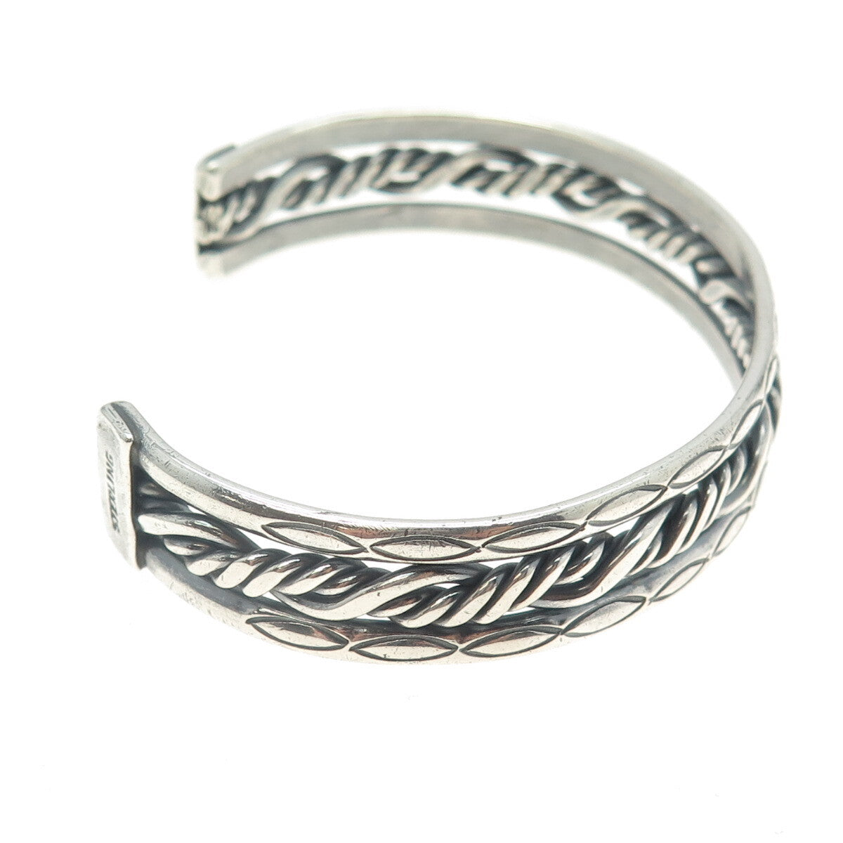 Old Pawn 925 Sterling Silver Southwestern Twisted Rope Adjustable Bracelet 7"