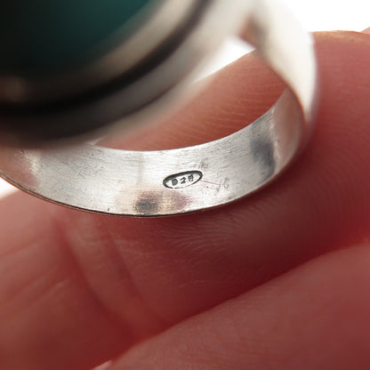 925 Sterling Silver Vintage Real Tyrone Turquoise Oxidized Ring Size 6.5