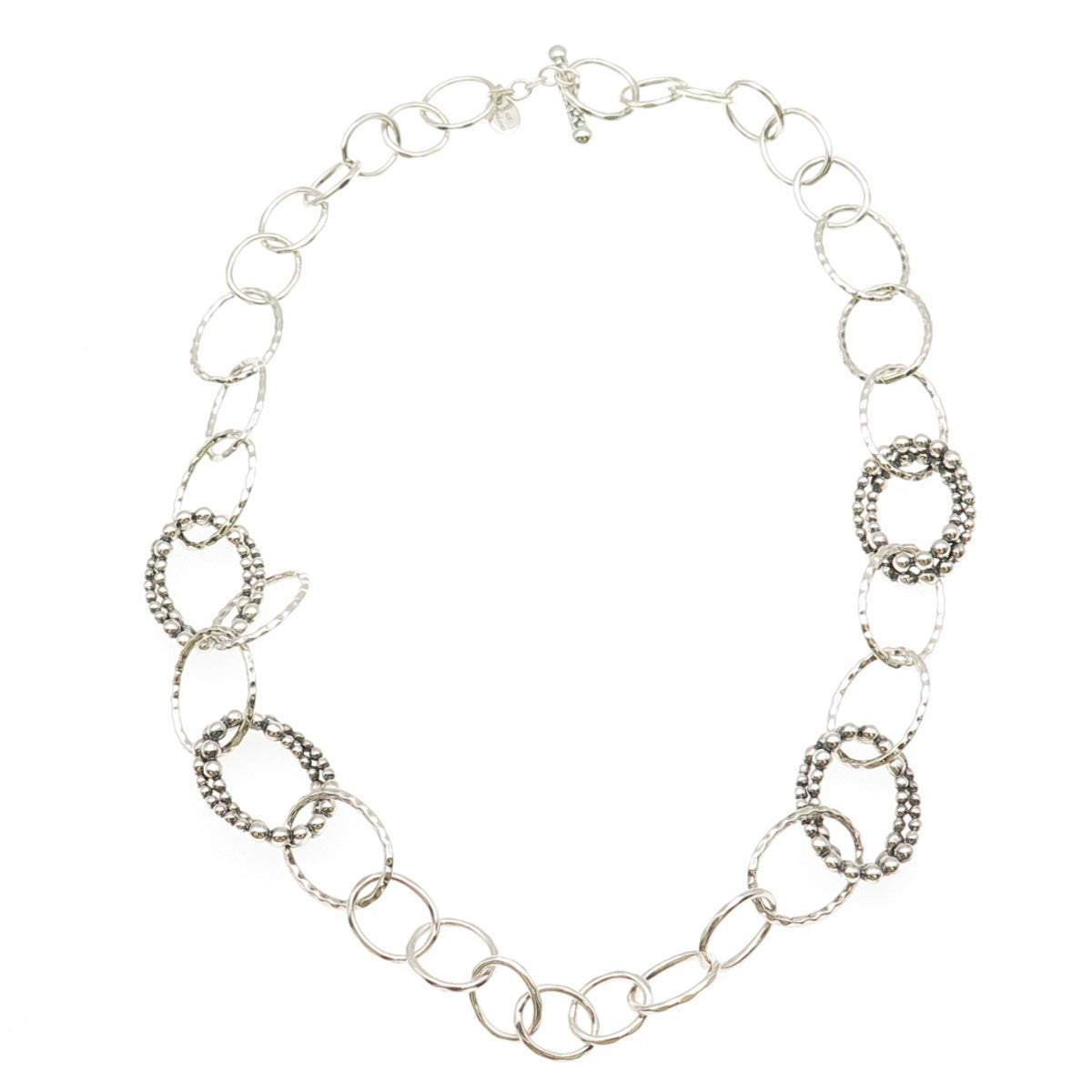 Michael Dawkins 925 Sterling Silver Beaded Multi-Circle Chain Necklace 18"