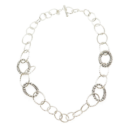 Michael Dawkins 925 Sterling Silver Beaded Multi-Circle Chain Necklace 18"