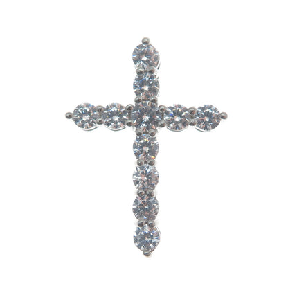 925 Sterling Silver Round-Cut Shaped C Z Cross Pendant