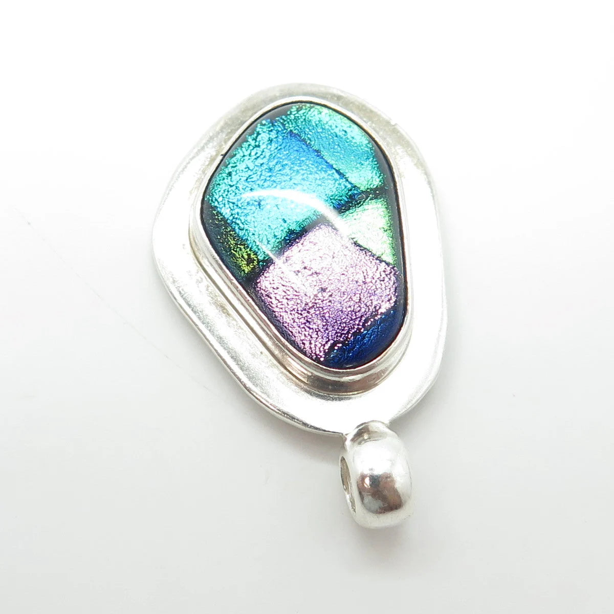 925 Sterling Silver Vintage Dichroic Glass Modernist Pendant
