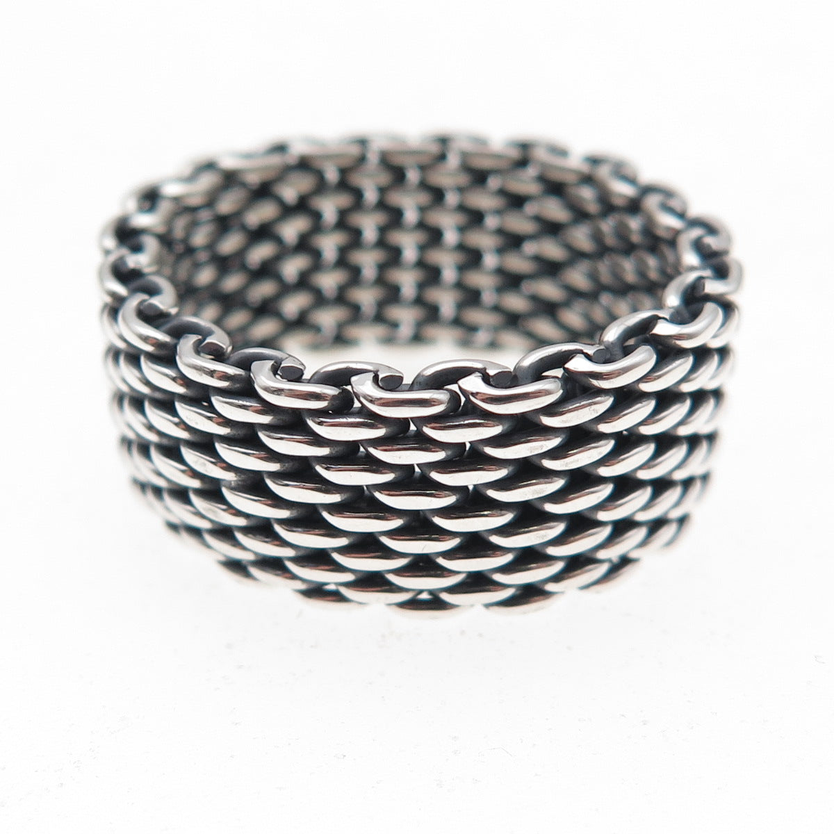 Tiffany & Co. 925 Sterling Silver Vintage Somerset Mesh Ring Size 8