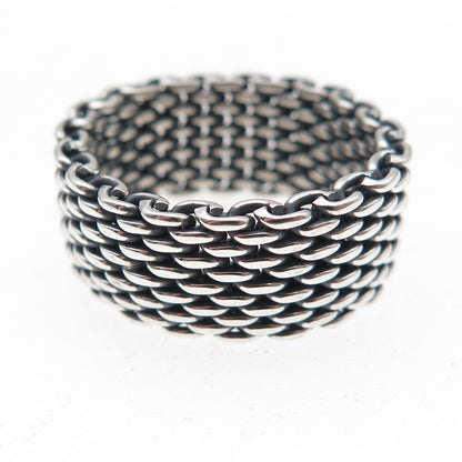 Tiffany & Co. 925 Sterling Silver Vintage Somerset Mesh Ring Size 8