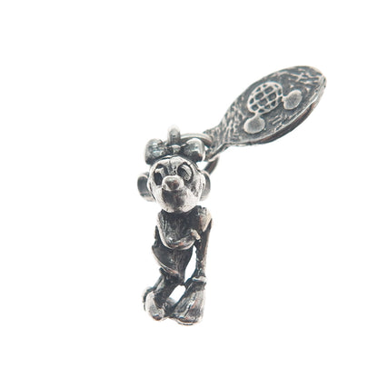 WALT DISNEY 925 Sterling Silver Vintage Minnie Mouse Minimalist 3D Charm Pendant