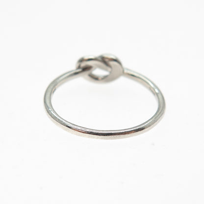 925 Sterling Silver Vintage Heart Love Knot Ring Size 6