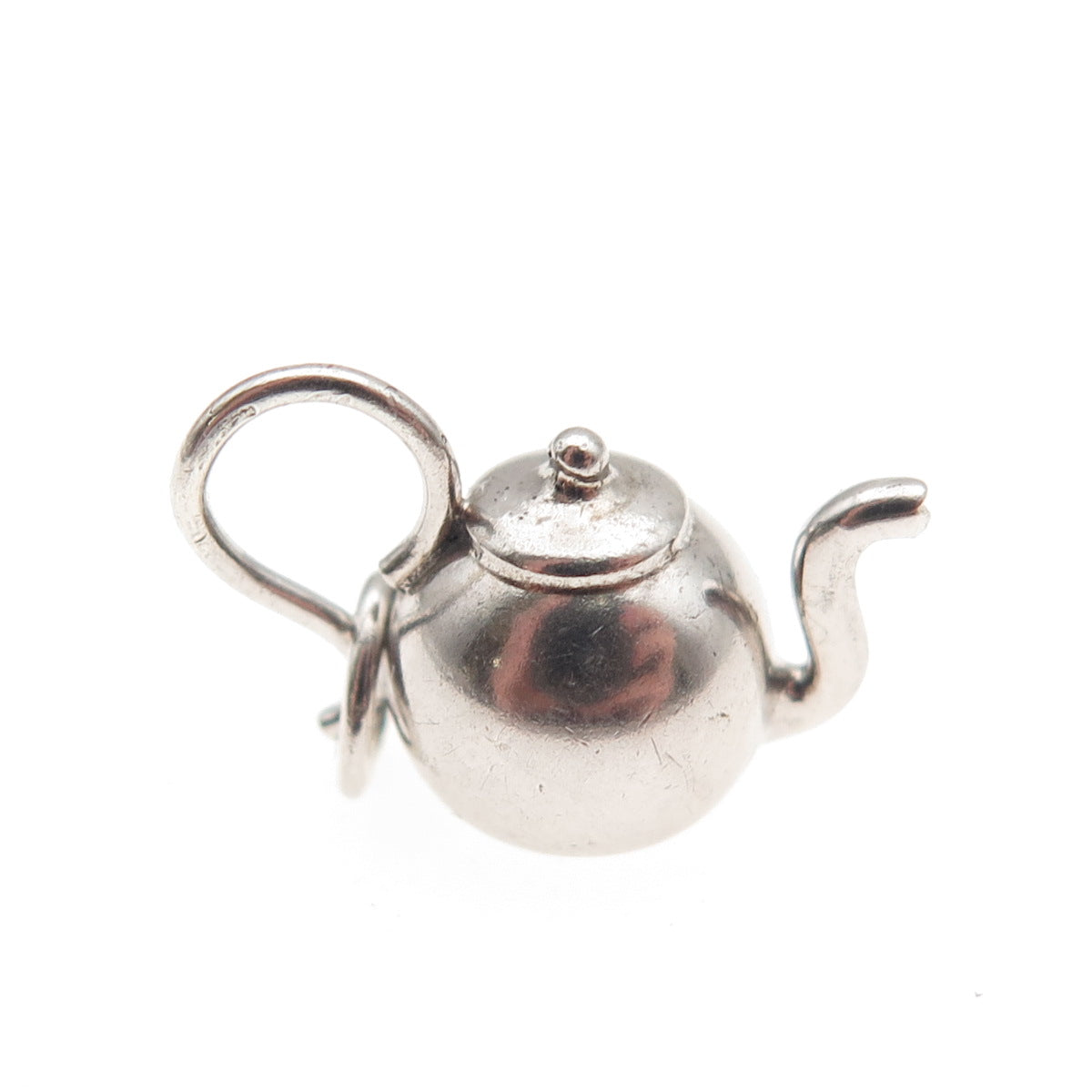 925 Sterling Silver Antique Art Deco Teapot 3D Mini Charm Pendant