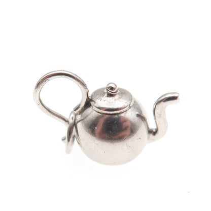 925 Sterling Silver Antique Art Deco Teapot 3D Mini Charm Pendant