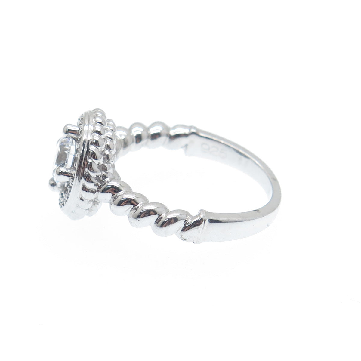 925 Sterling Silver Round-Cut C Z Circle of Life Promise Ring Size 7