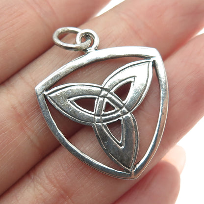 925 Sterling Silver Vintage Celtic Trinity Oxidized Pendant