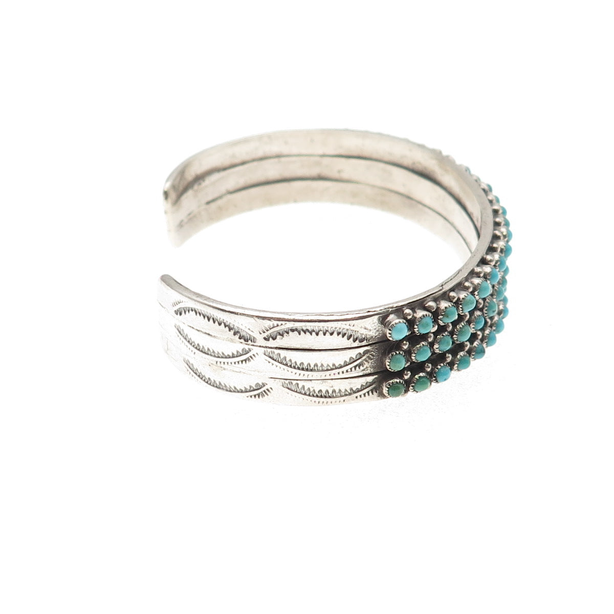 Old Pawn Sterling Silver Vintage Turquoise Snake Eye Adjustable Bracelet 6.25"