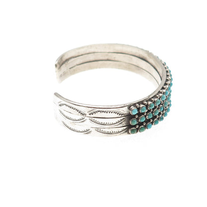 Old Pawn Sterling Silver Vintage Turquoise Snake Eye Adjustable Bracelet 6.25"