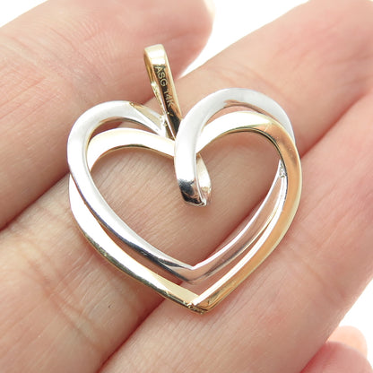 14K Yellow & White Gold Interlocked Heart Charm Pendant