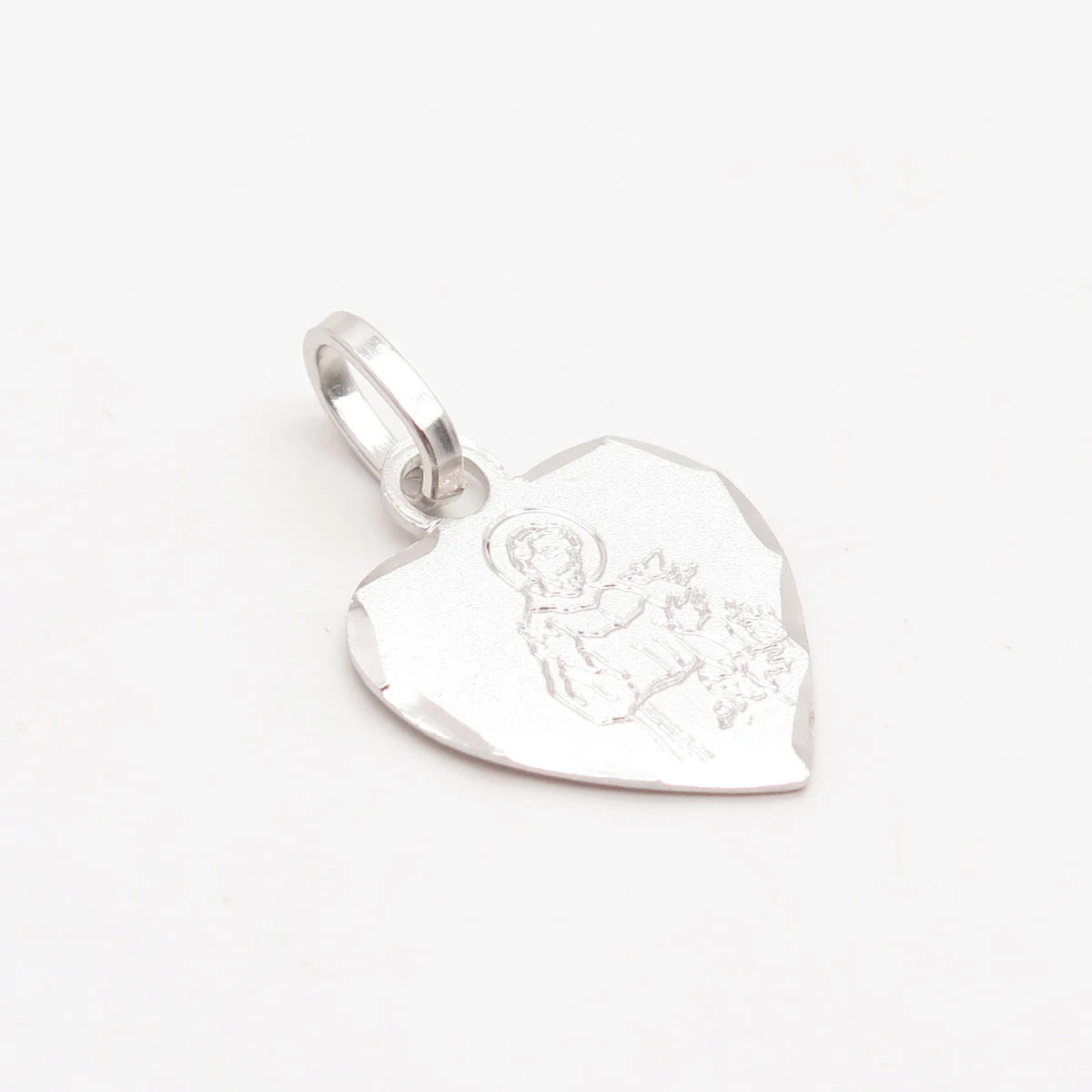 800 Silver Vintage Religious Theme Heart Charm Pendant