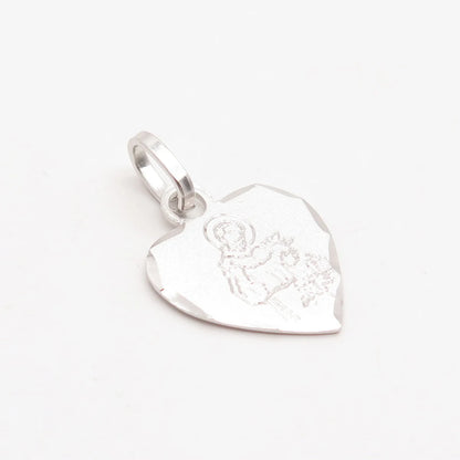 800 Silver Vintage Religious Theme Heart Charm Pendant