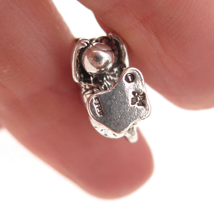 Sunwest 925 Sterling Silver Vintage Playing Cat & Ball Oxidized 3D Charm Pendant