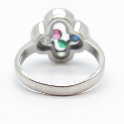 925 Sterling Silver Multi-C Z Cross Ring Size 7.25