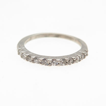 925 Sterling Silver Round-Cut C Z Half Eternity Stackable Ring Size 7