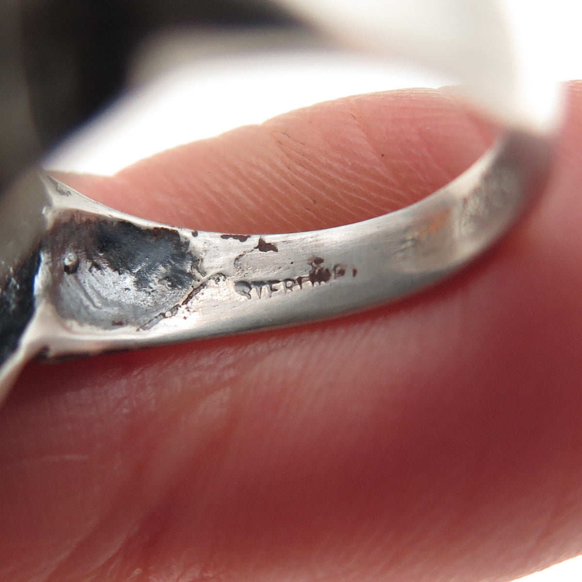 925 Sterling Silver Vintage Modernist Dome Oxidized Ring Size 5.25