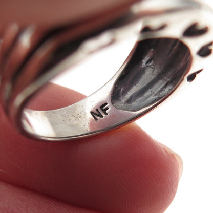 Chapal Zenray 925 Sterling Vintage Modernist Heart & Ribbed Oxidized Ring Size 8