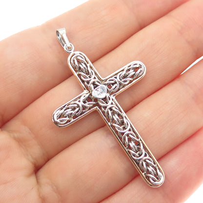 14K Gold 925 Sterling Silver Vintage Peru Byzantine Cross Charm Pendant