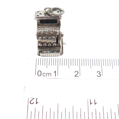 BEAU 925 Sterling Silver Vintage Cash Register Mini Movable 3D Charm Pendant
