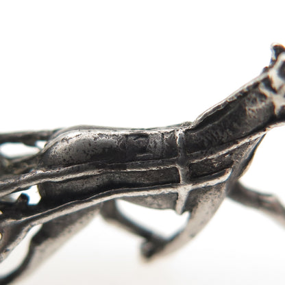 925 Sterling Silver Antique Art Deco Jockey & Racing Horse Oxidized 3D Miniature