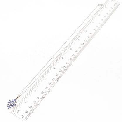 Chuck Clemency Sterling Silver Real Tanzanite Floral Cuban Chain Necklace 20"