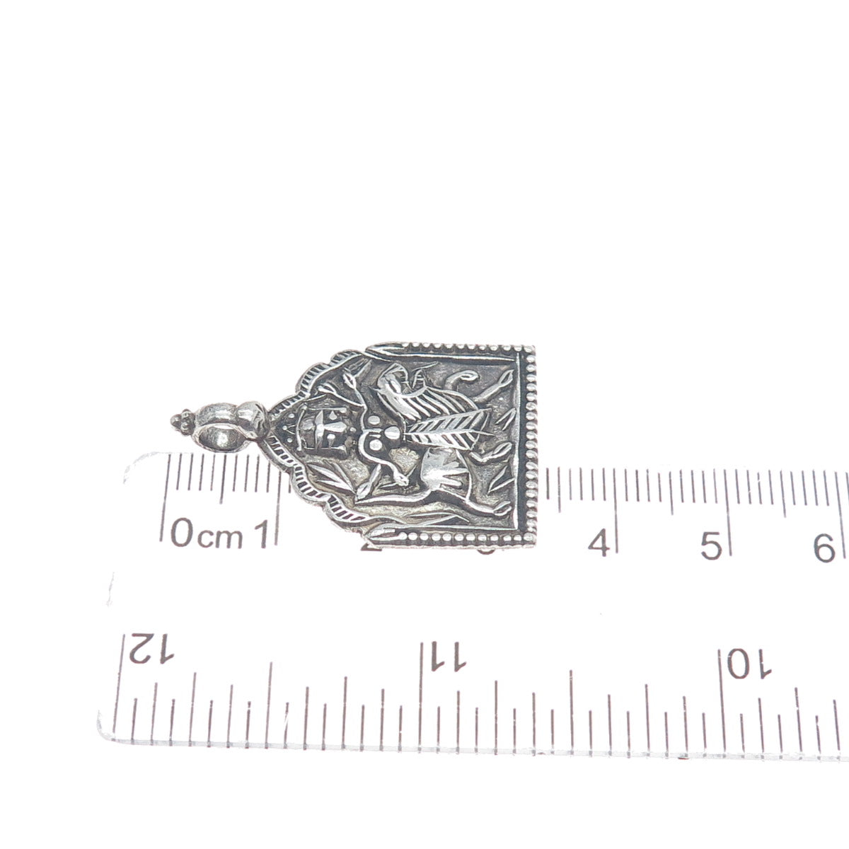 925 Sterling Silver Vintage Baba Ramdev Oxidized Charm Pendant