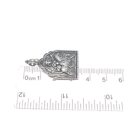 925 Sterling Silver Vintage Baba Ramdev Oxidized Charm Pendant
