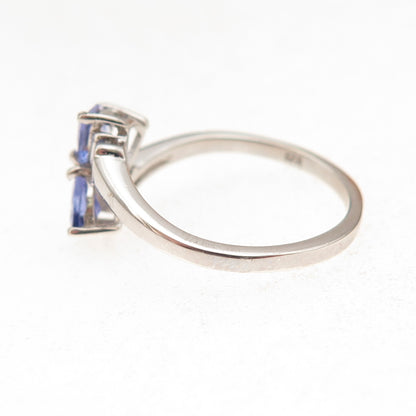 Chuck Clemency 925 Sterling Silver Real Tanzanite Bypass Ring Size 8