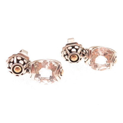 John Hardy Sterling Silver 18K Gold Vintage Real White Topaz Batu Sari Earrings