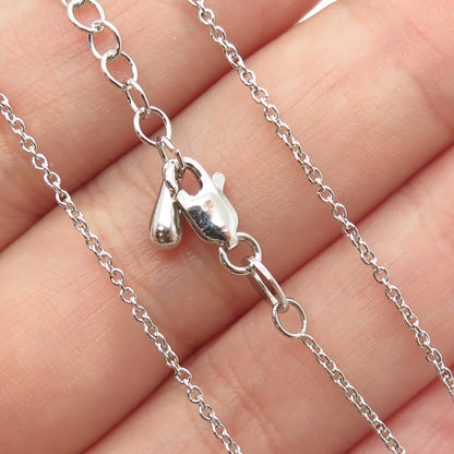 925 Sterling Silver Italy Asscher-Cut C Z Cross Cable Chain Necklace 16-18"