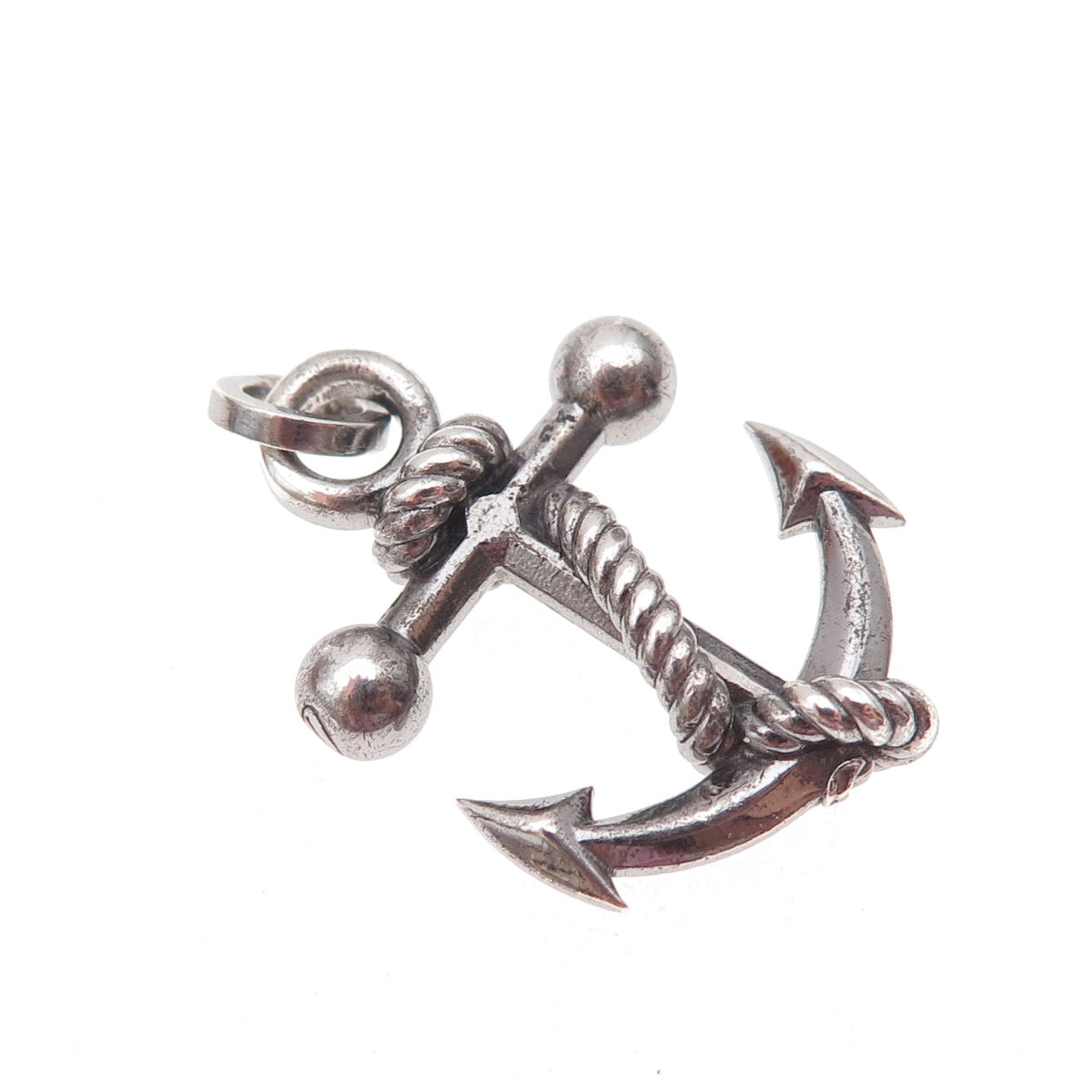 925 Sterling Silver Vintage Italy Anchor Oxidized Charm Pendant