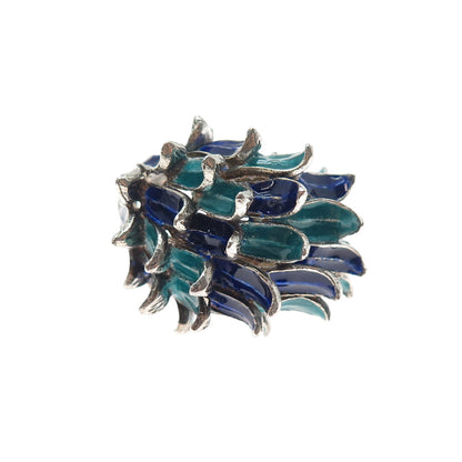 INDUSTRIA PERUANA 925 Sterling Silver Vintage Enamel Modernist Ring Size 7.25