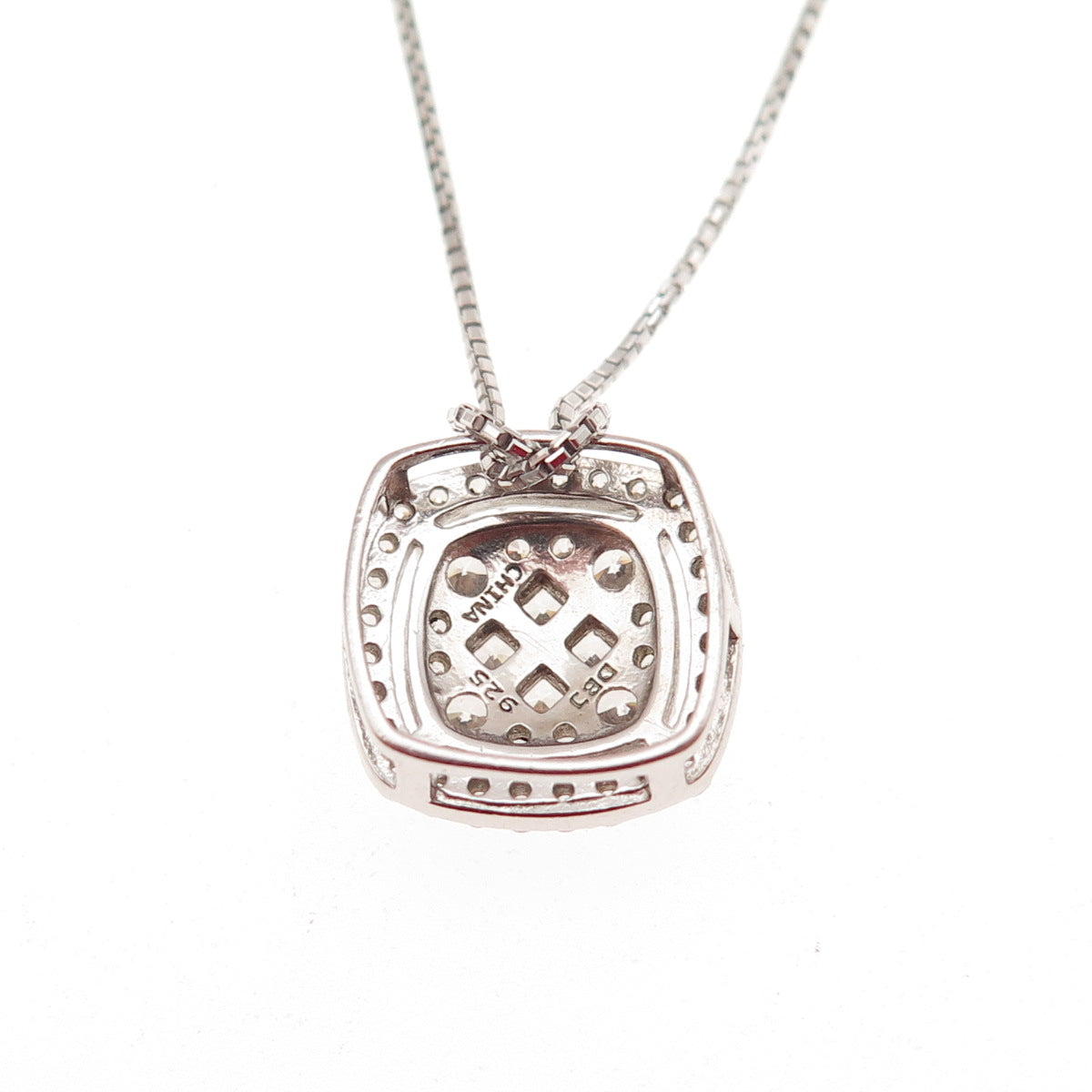 925 Sterling Silver Italy Round & Princess-Cut C Z Box Chain Necklace 16"