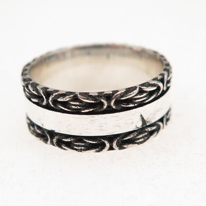 925 Sterling Silver Vintage Byzantine Oxidized Band Ring Size 10.25