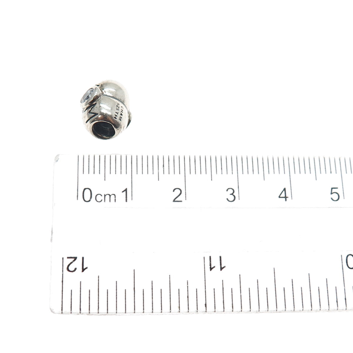 CHAMILIA 925 Sterling Silver Round-Cut C Z Mom Heart Slide Bead Charm