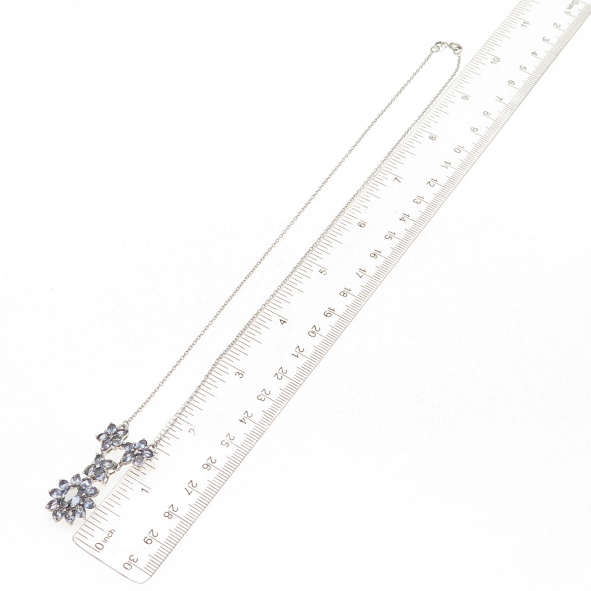 Chuck Clemency 925 Sterling Silver Real Tanzanite Cable Chain Necklace 18"