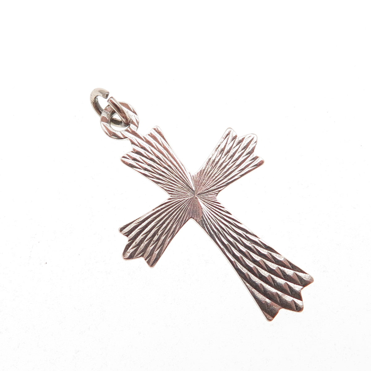 925 Sterling Silver Vintage Diamond-Cut Cross Charm Pendant