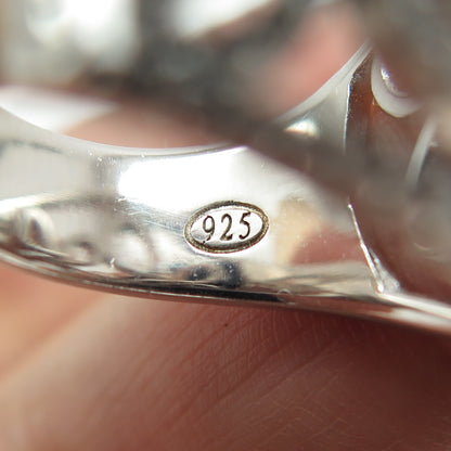 925 Sterling Silver Real Round-Cut Diamond Floral Cross Ring Size 7