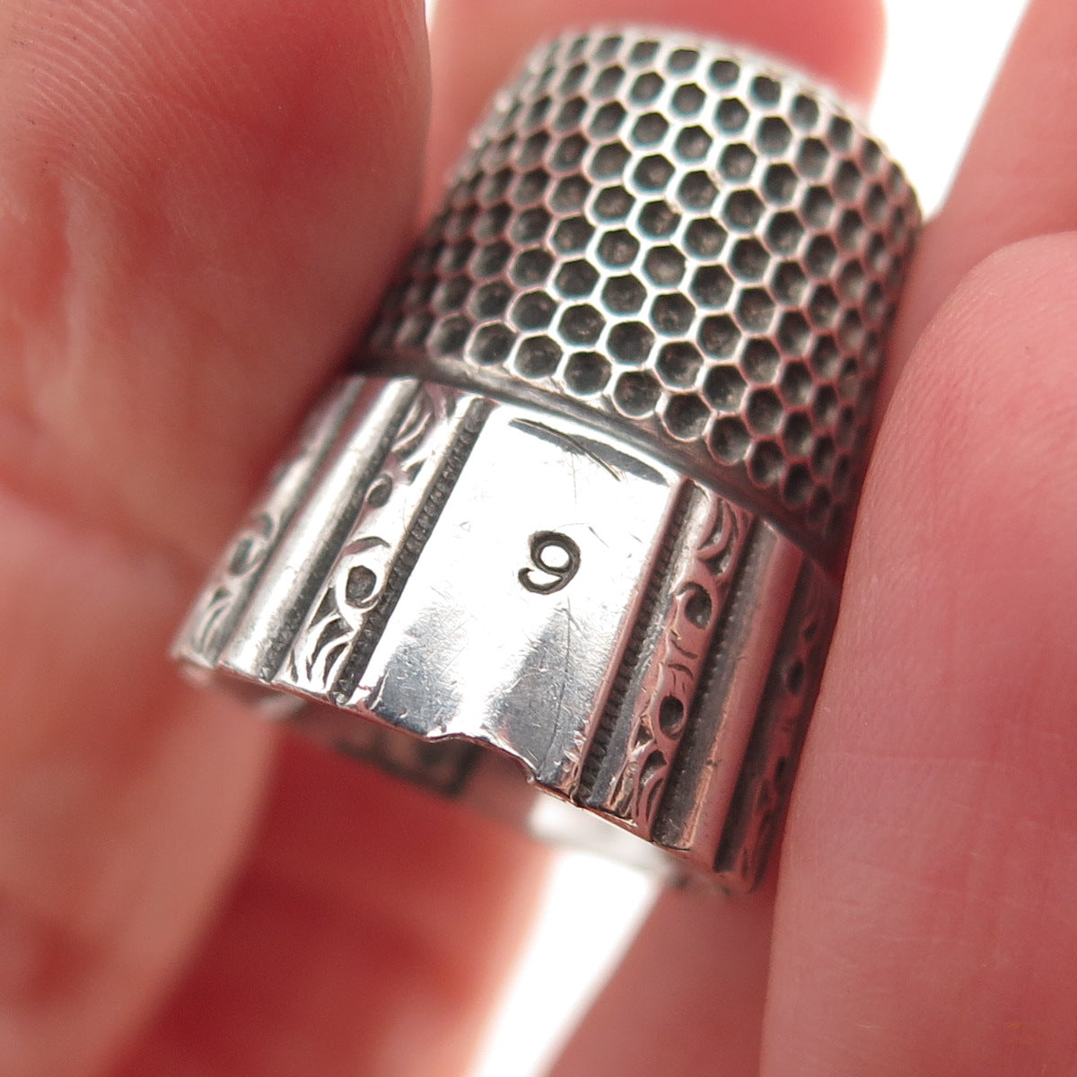 Simons Bros 925 Sterling Silver Antique Art Deco Sewing Thimble Size 9