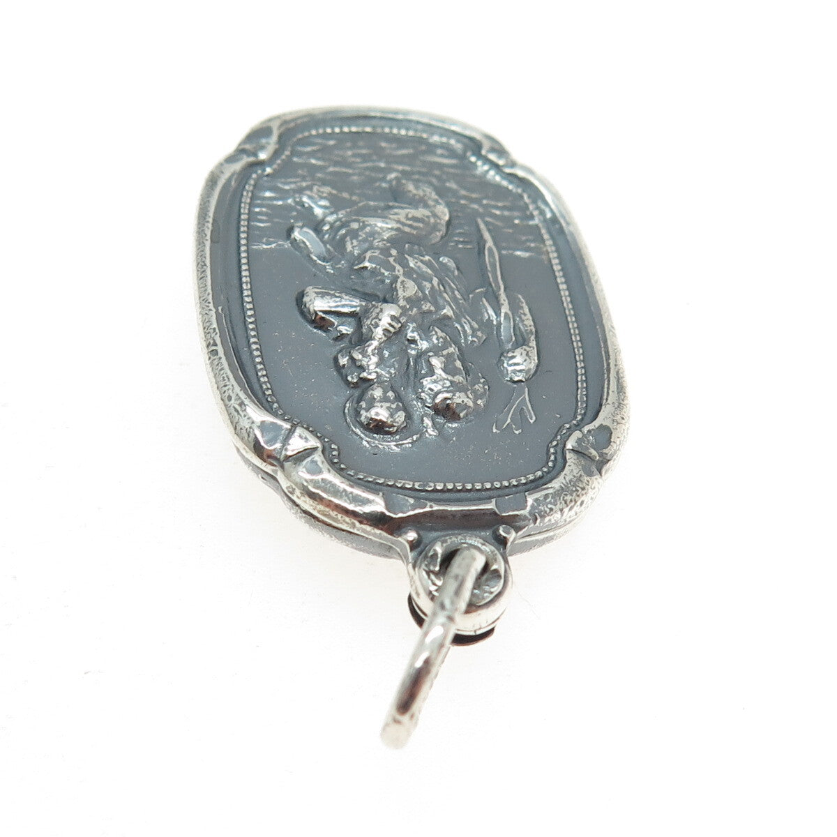 M. DE JEAN 925 Sterling Silver Antique St. Mary & Christopher Slide Pendant