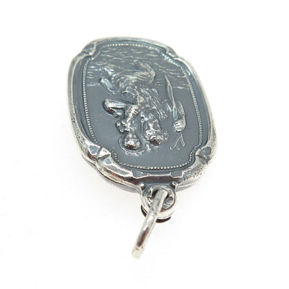 M. DE JEAN 925 Sterling Silver Antique St. Mary & Christopher Slide Pendant