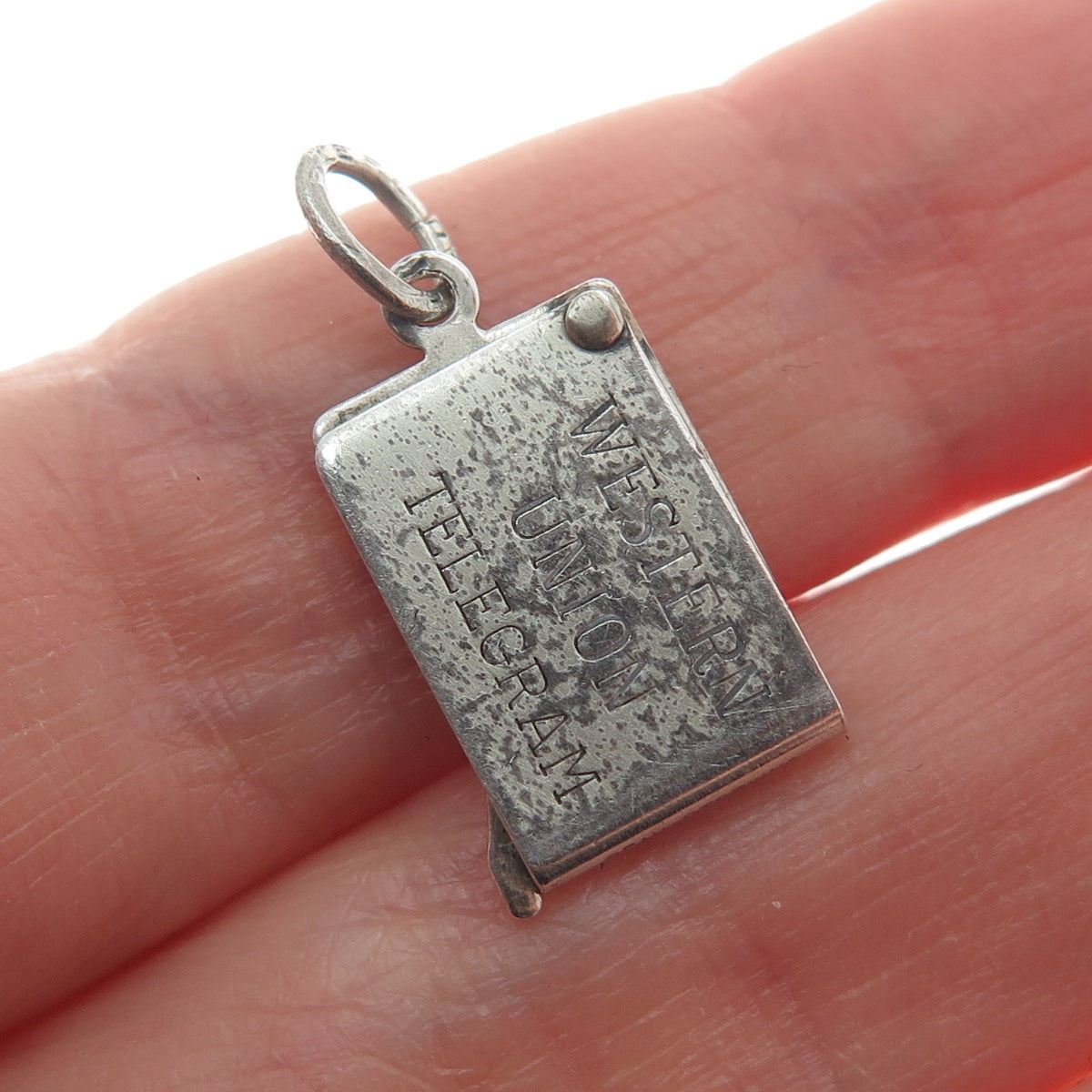 BEAU 925 Sterling Vintage Western Union Telegram Merry Christmas Charm Pendant