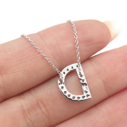 925 Sterling Silver C Z Letter "D" Initial Rolo Chain Necklace 18-20"