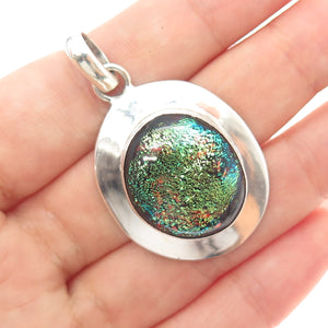 925 Sterling Silver Vintage Dichroic Glass Modernist Charm Pendant