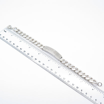 925 Sterling Silver Vintage Italy "Nick" Personalized Cuban Link Bracelet 8.75"