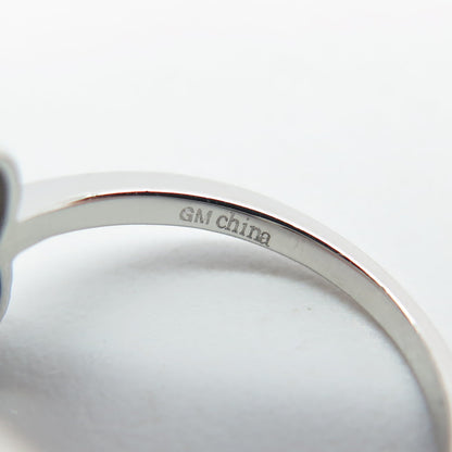 925 Sterling Silver Real Opal & Round-Cut C Z Infinity Heart Ring Size 5